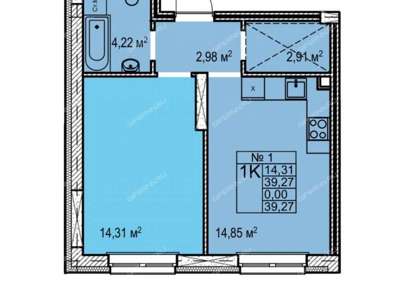 однокомнатная квартира в новостройке в границах улиц Страж Революции, Гвардейцев, 50-летия Победы, Евгения Никонова, 17