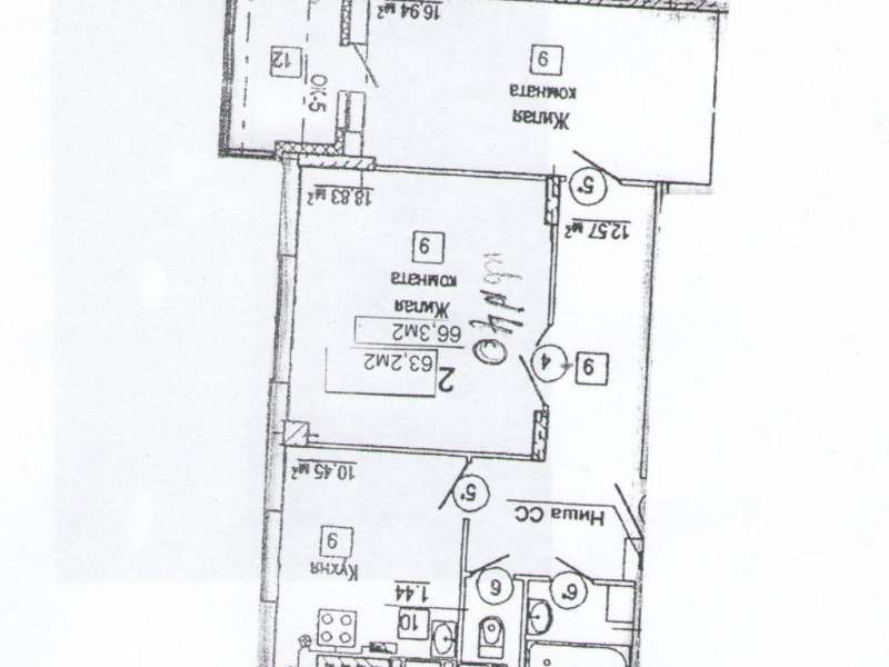 Купить 2 комнатную квартиру в новостройке Чехова улица, 43 в городе Арзамасв Нижегородской области, 2 этаж, кухня 12 кв м, площадь 65,3 кв м