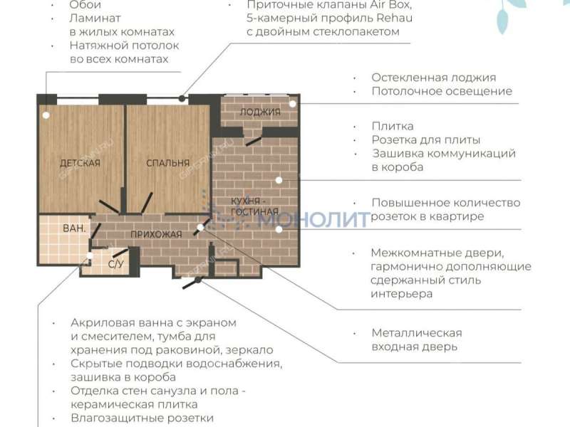 трёхкомнатная квартира на Ударной улице