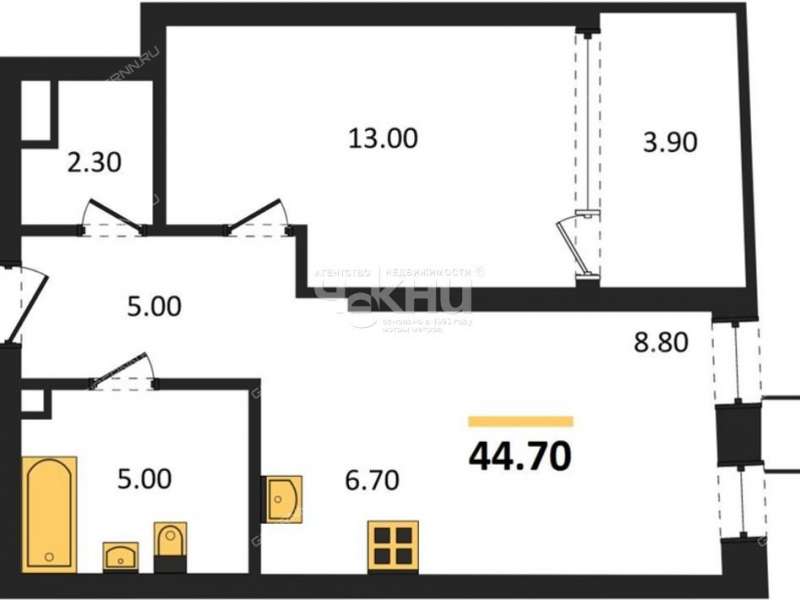 однокомнатная квартира в новостройке на Витебской улице