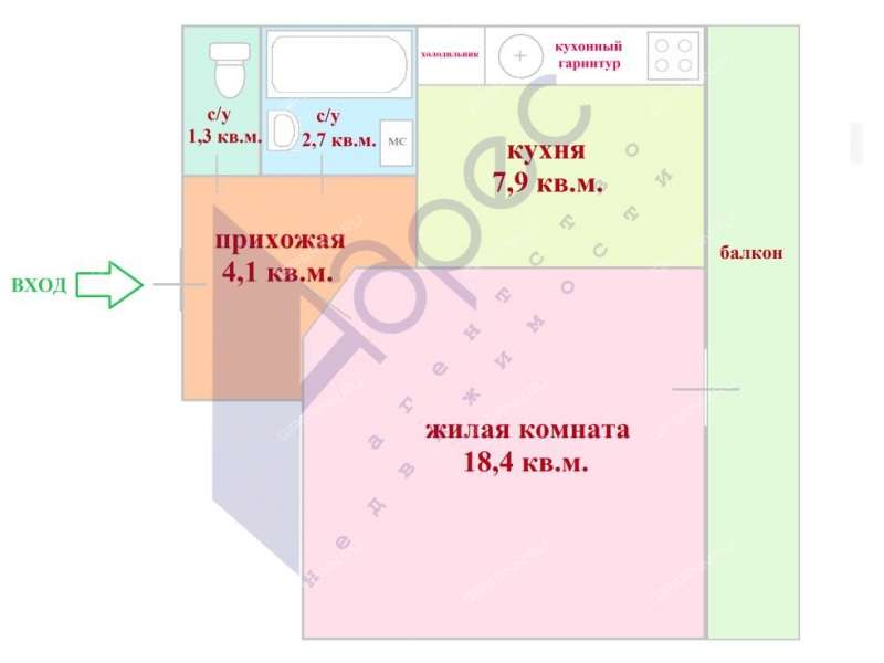 однокомнатная квартира на Заречном бульваре дом 1