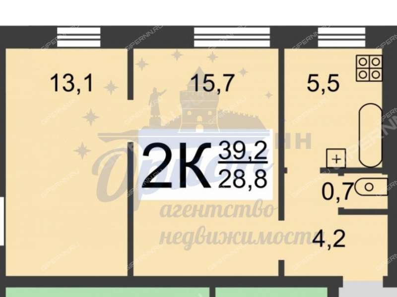 двухкомнатная квартира на улице Новикова-Прибоя дом 21а