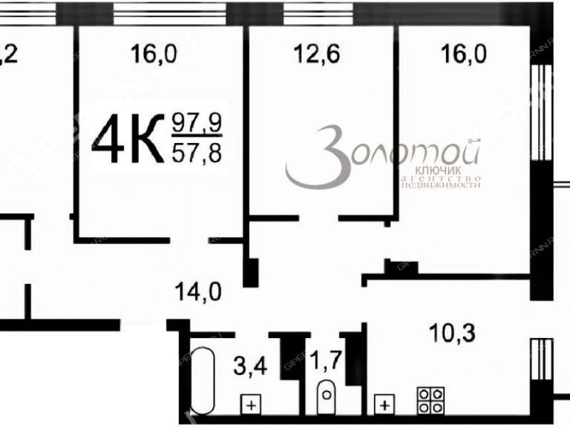 четырёхкомнатная квартира на улице Академика Сахарова дом 101