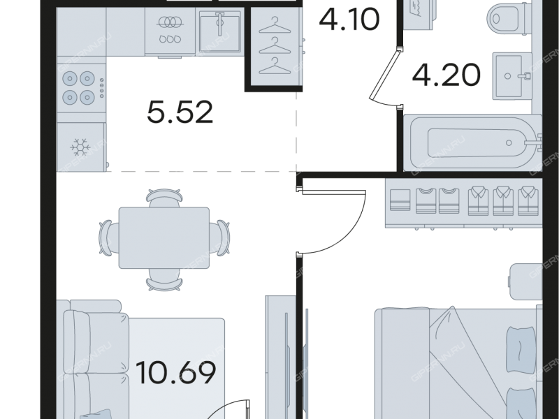 однокомнатная квартира в новостройке на  ул. Гаршина, д. 40, к1.1.5