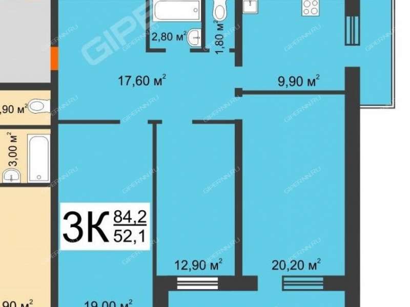 трёхкомнатная квартира на Октябрьской улице дом 5б город Дзержинск