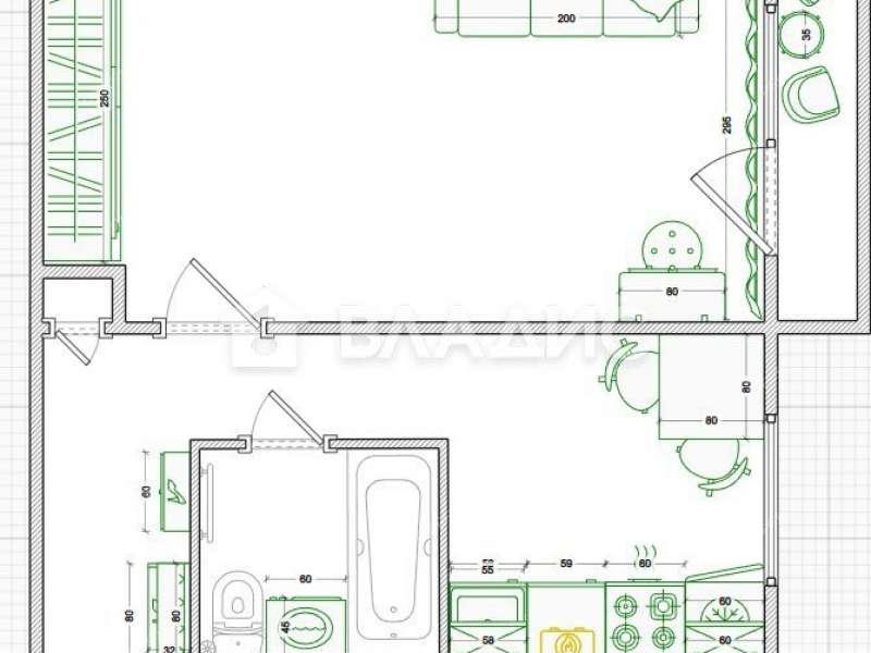 однокомнатная квартира на Берёзовской улице дом 68