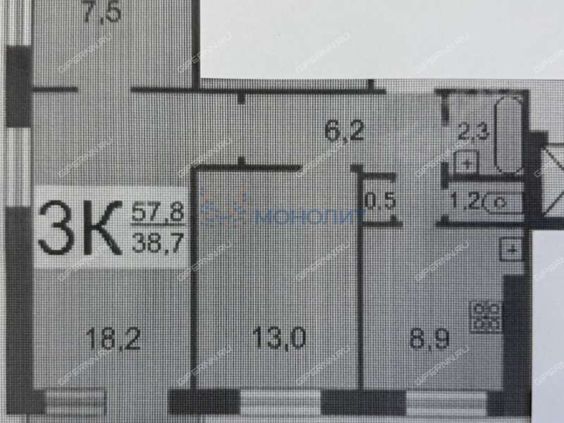 трёхкомнатная квартира на улице Бориса Панина дом 7