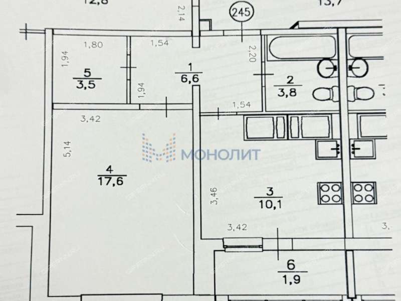 однокомнатная квартира на бульваре 60-летия Октября дом 5а