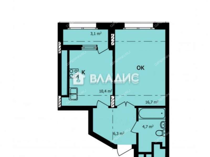 однокомнатная квартира на улице Владимира Высоцкого дом 1