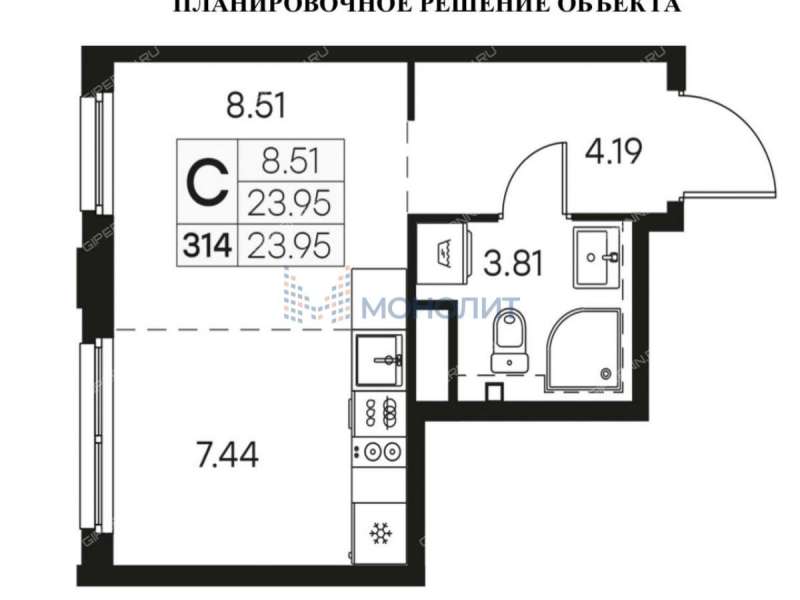 квартира-студия на Воротынской улице