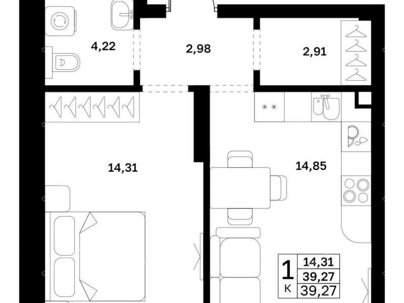 однокомнатная квартира в новостройке в границах улиц Страж Революции, Гвардейцев, 50-летия Победы, Евгения Никонова, 17