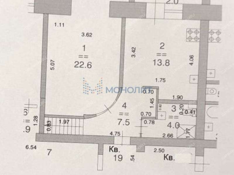 трёхкомнатная квартира на Союзном проспекте дом 9А